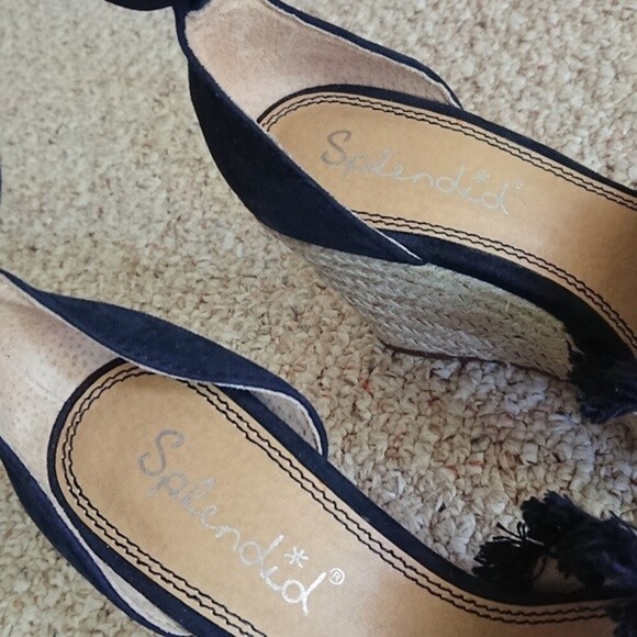 SPLENDID Barke Navy Combo Espadrille Wedges size 8M - Picture 6 of 11